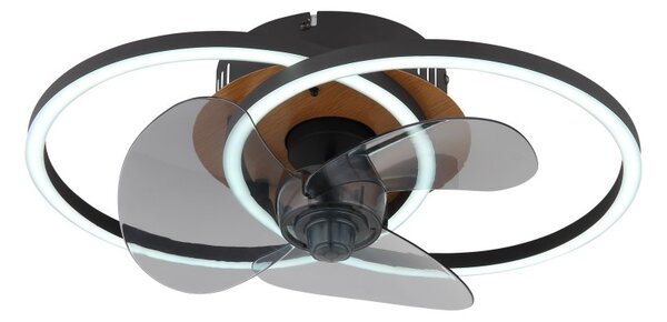 GLOBO 03661 KAREN stropný ventilátor so svetlom LED 24W 2800/490lm 2700-6500K čierna, dymová, časovač, diaľkový ovládač