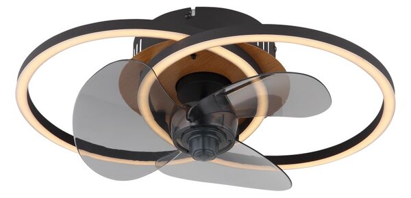 GLOBO 03661 KAREN stropný ventilátor so svetlom LED 24W 2800/490lm 2700-6500K čierna, dymová, časovač, diaľkový ovládač