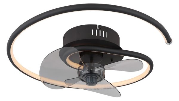 GLOBO 03660 KOREN stropný ventilátor so svetlom D450mm LED 30W 3370/1660lm 2700-6500K čierna, dymová, časovač, diaľkový ovládač