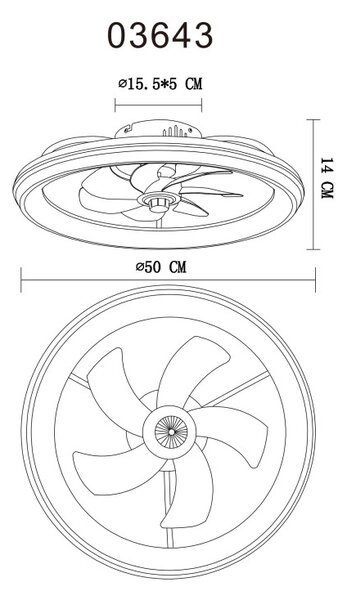 GLOBO 03643 CELESTE stropný ventilátor so svetlom D500mm LED 40W 5000/2080lm 3000-6500K čierna, dymová, časovač, diaľkový ovládač