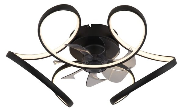 GLOBO 03638 LORIS stropný ventilátor so svetlom D560mm LED 40W 4300/1500lm 3000-6500K čierna, časovač, diaľkový ovládač