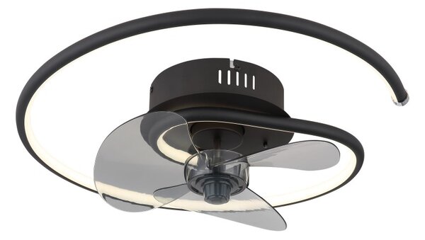 GLOBO 03660 KOREN stropný ventilátor so svetlom D450mm LED 30W 3370/1660lm 2700-6500K čierna, dymová, časovač, diaľkový ovládač