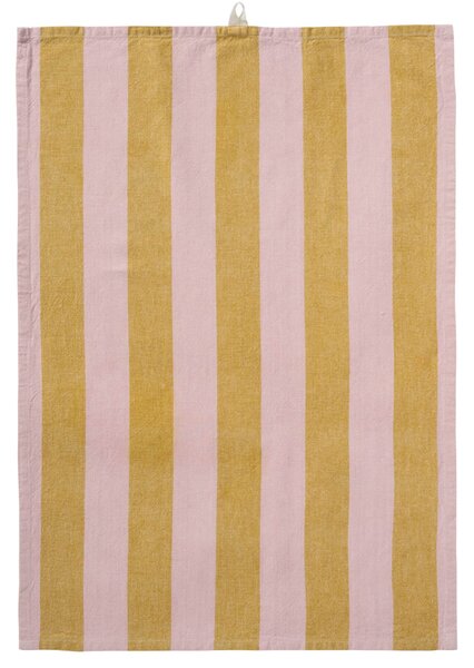 Bavlnená utierka Linus Mustard / Light pink 50 × 70 cm