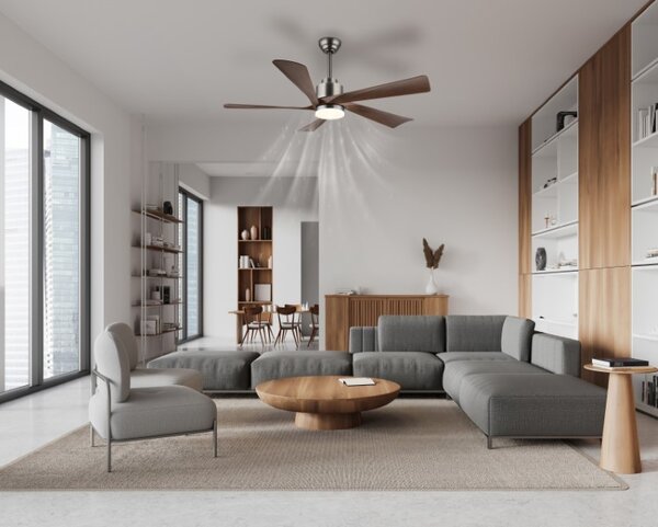 GLOBO 03606 MODESTO stropný ventilátor so svetlom D1320mm LED 20W 1800/900lm 2700-6500K imitácia dreva, časovač, diaľkový ovládač