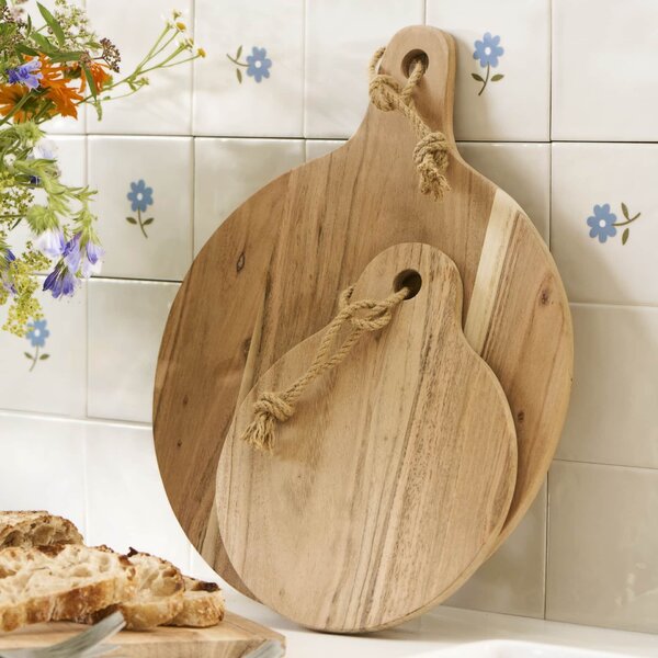 Drevená doska na krájanie Accacia Round Handle Small