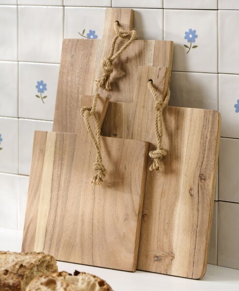 Drevená doska na krájanie Accacia Wood / Rope handle Large