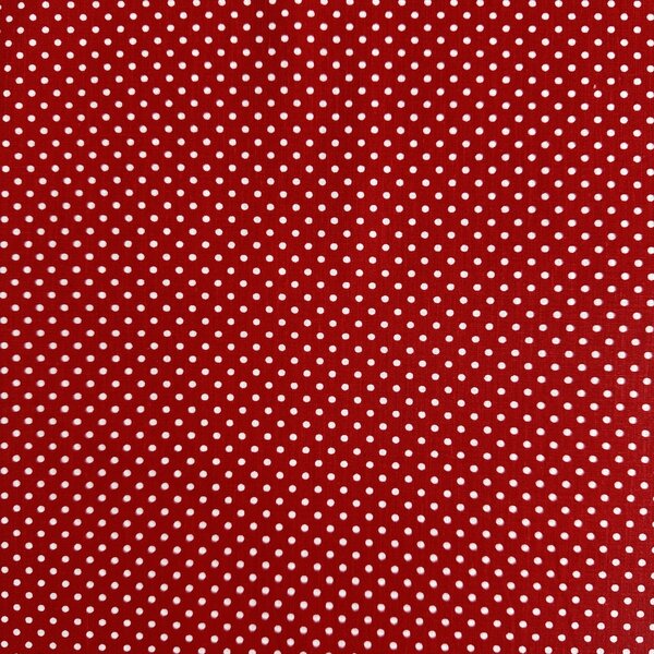 Metráž Bavlna vzorovaná - Bodka (3mm) biela na červenom