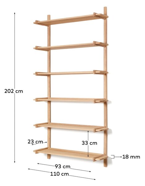 Modulárny policový systém z dubového dreva v prírodnej farbe 110x202 cm Sitra – Kave Home