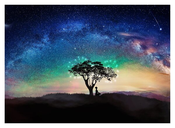 Sklenený obraz - Odpočinok pod hviezdami (70x50 cm)