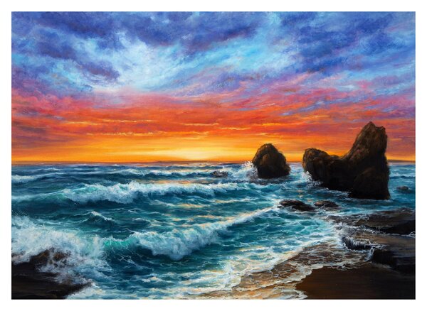 Sklenený obraz - Západ slnka (70x50 cm)