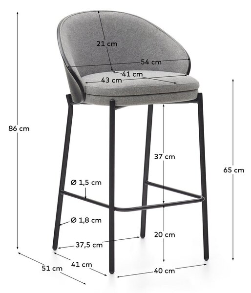 Čierno-sivá barová stolička (výška sedadla 65 cm) Eamy – Kave Home