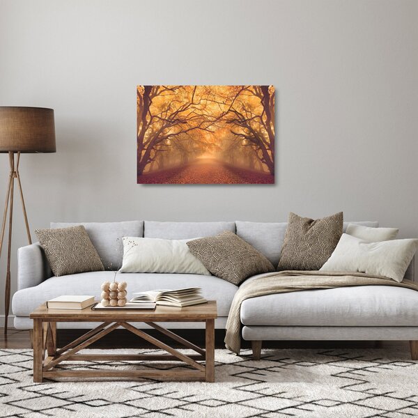 Sklenený obraz cesty v jesennej krajine (70x50 cm)