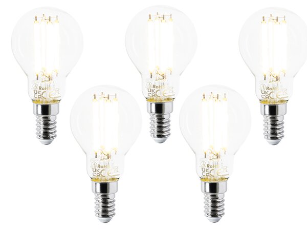 Sada 5 LED žiaroviek E14 P45 číre 2,2 W 470 lm 2700 K