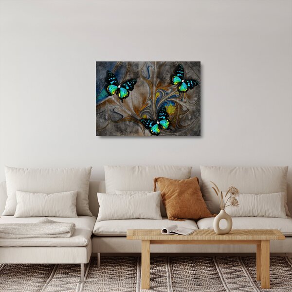 Sklenený obraz - Žiariví motýle na sklenený obraze (70x50 cm)