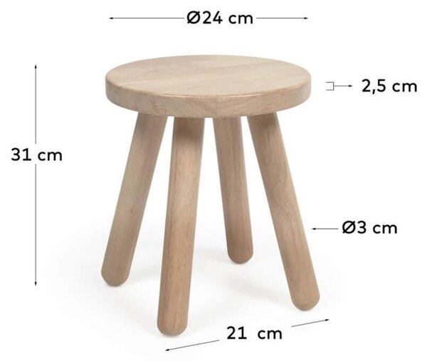 MUZZA Detská stolička bez operadla cilia 31 cm prírodná