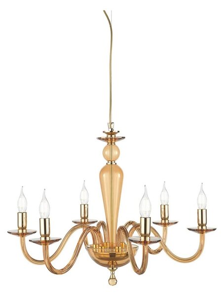 Ondaluce - Luster na lanku PAGANINI 6xE14/10W/230V priemer 70 cm zlatá/dymová béžová