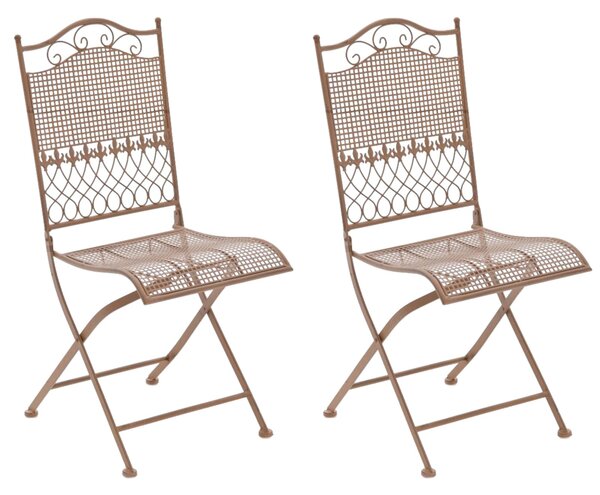 Kovová skladacia stolička Kiran (SET 2 ks) - Hnedá antik