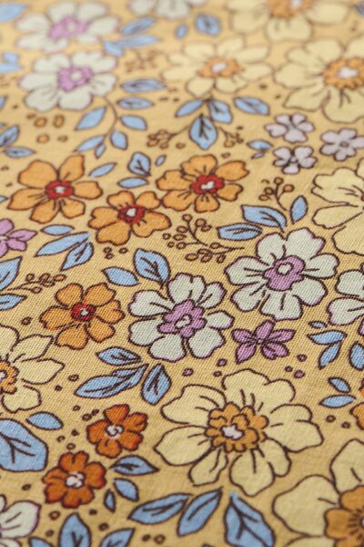 Bavlnený poťah na vankúš Dusty Yellow / flowers 60 × 60 cm