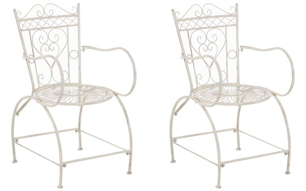 Kovová stolička Sheela s područkami (SET 2 ks) - Krémová antik