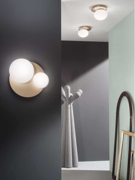 Ondaluce - Nástenné svietidlo TONDO 1xE14/10W/230V + 1xE27/15W zlatá/biela