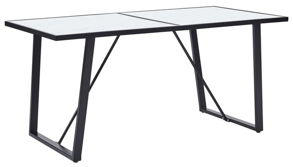 Jedálenský stôl, biely 140x70x75 cm, tvrdené sklo