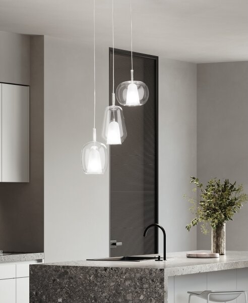 Ondaluce - Závesný luster na lanku THELMA 1xE27/15W/230V pr. 19 cm zlatá/číra