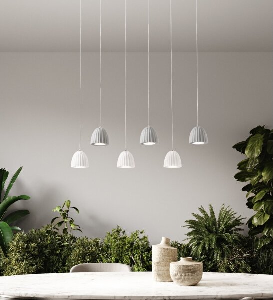 Ondaluce - Závesný luster na lanku CONCRETE 1xGU10/7,5W/230V pr. 10,5 cm betón/biela
