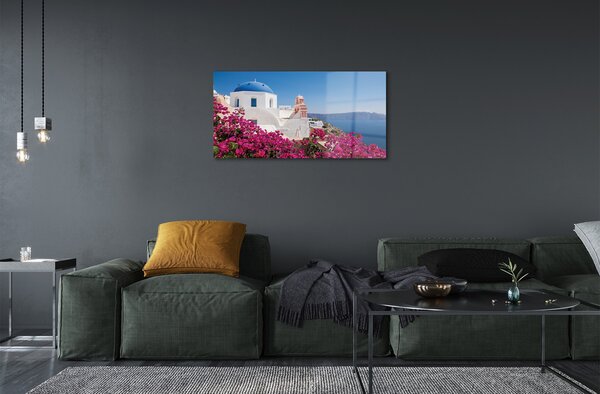 Obraz na akrylátovom skle Grécko kvety morské stavby 100x50 cm 2 Prívesky