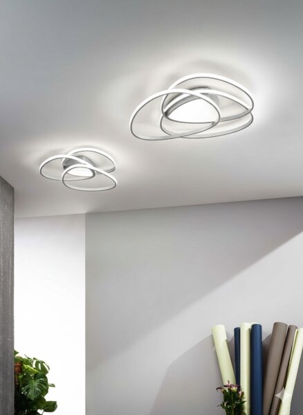 Ondaluce - LED stmievateľné stropné svietidlo ROSE LED/60W/230V 50x54 cm strieborné
