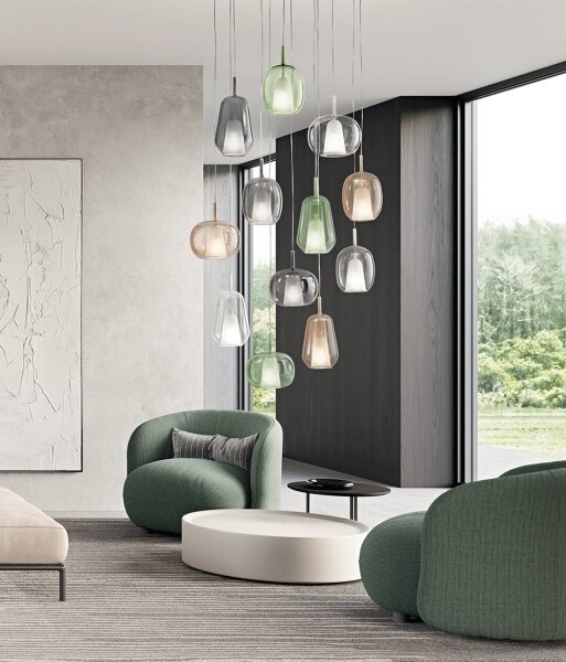 Ondaluce - Závesný luster na lanku THELMA 1xE27/15W/230V pr. 19 cm zlatá/číra