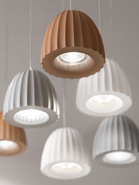 Ondaluce - Závesný luster na lanku CONCRETE 1xGU10/7,5W/230V pr. 10,5 cm betón/biela