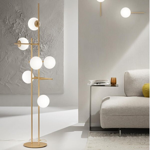 Ondaluce - Stojacia lampa JEWEL 6xE14/10W/230V 166 cm zlatá/biela