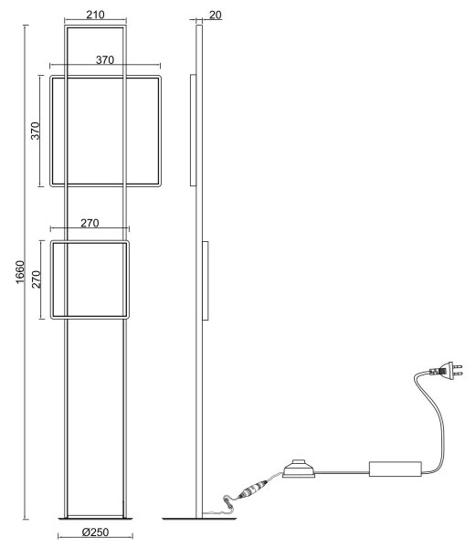 Ondaluce - LED Stmievateľná stojacia lampa DOWEL LED/77W/230V 166 cm zlatá