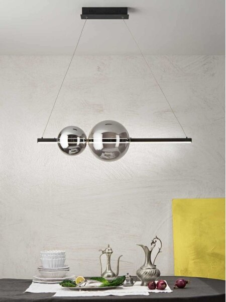Ondaluce - LED Stmievateľný luster na lanku FUFI LED/40W/230V čierna/dýmovo čierna