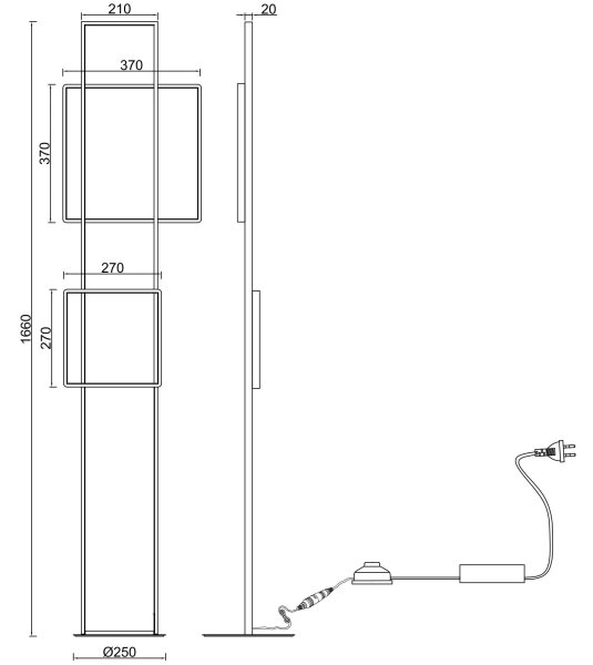 Ondaluce - LED stmievateľná stojacia lampa DOWEL LED/77W/230V 166 cm strieborná