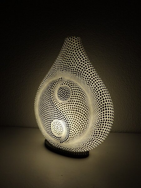 Stolná lampa JIN JANG biela, obojstranne maľovaná, 40 cm