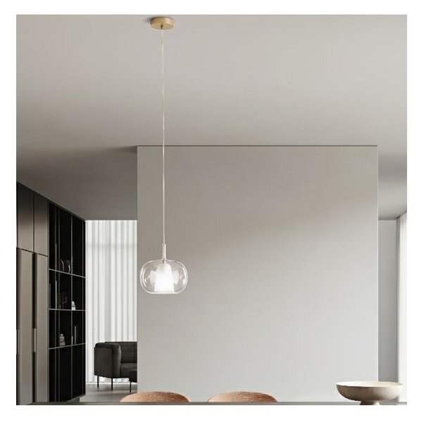 Ondaluce - luster na lanku THELMA 1xE27/15W/230V pr. 25 cm zlatý/číry