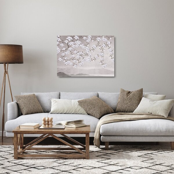 Sklenený obraz - Kvety v šedivej krajine (70x50 cm)