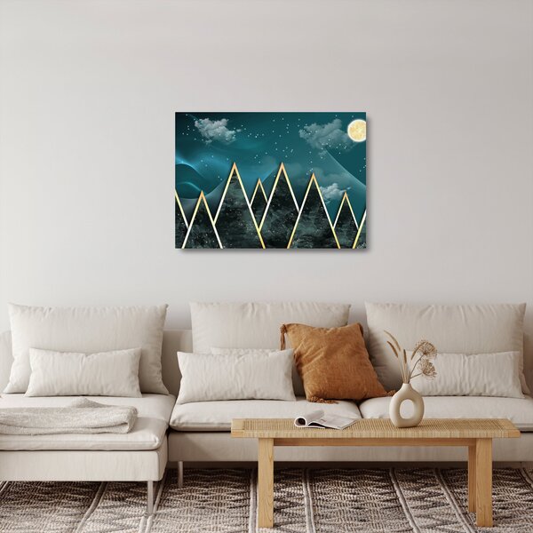 Sklenený obraz - Spln nad zlatými horami (70x50 cm)