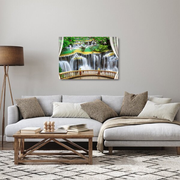Sklenený obraz - Výhľad na kúzelné vodopády (70x50 cm)
