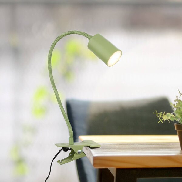 Briloner LED svietidlo Fleks, zelené, flexibilné, kovové, Zelená, Pracovňa / Kancelária, kov, Lampa s klipom/do zásuvky
