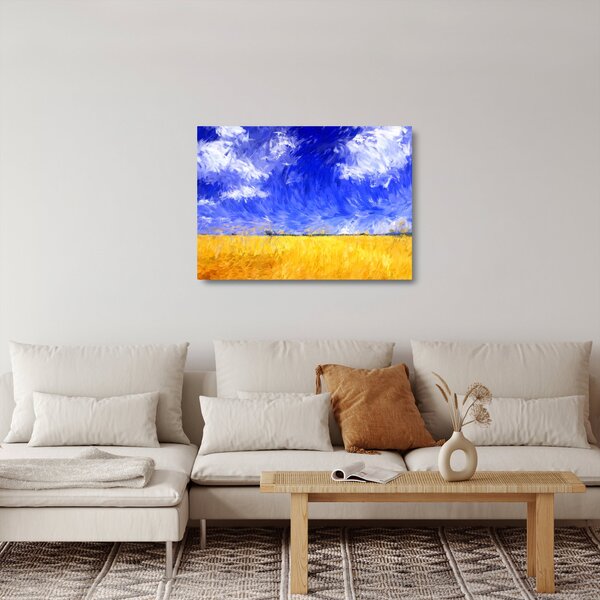 Sklenený obraz - Olejomaľba, Zlaté pole (70x50 cm)