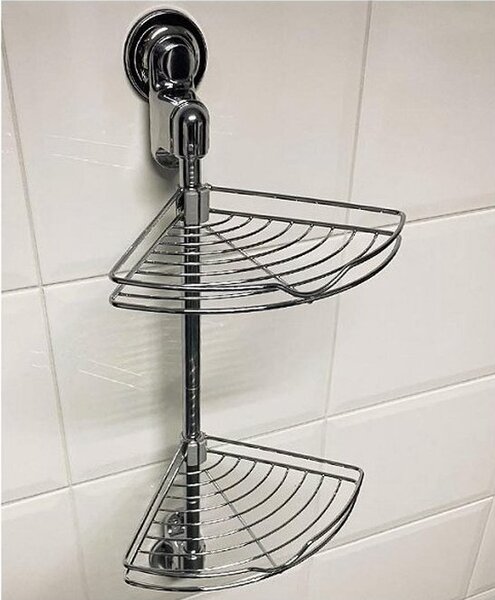 Rohová polička do kúpeľne CORNE 68 cm, strieborná