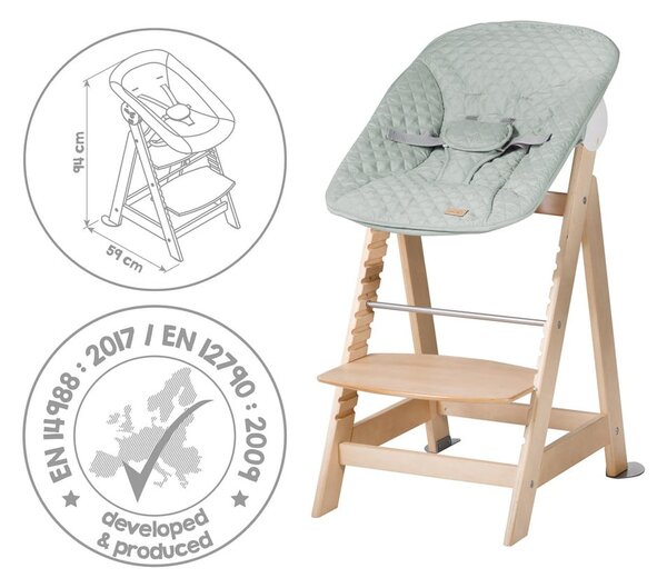 Jedálenská stolička vo svetlozeleno-prírodnej farbe Style Born Up 2in1 – Roba