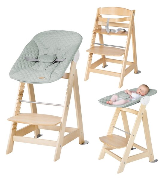 Jedálenská stolička vo svetlozeleno-prírodnej farbe Style Born Up 2in1 – Roba