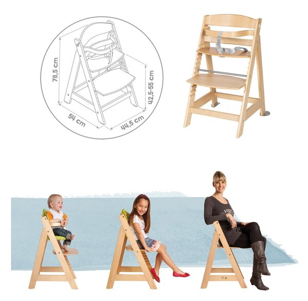 Jedálenská stolička vo svetlozeleno-prírodnej farbe Style Born Up 2in1 – Roba