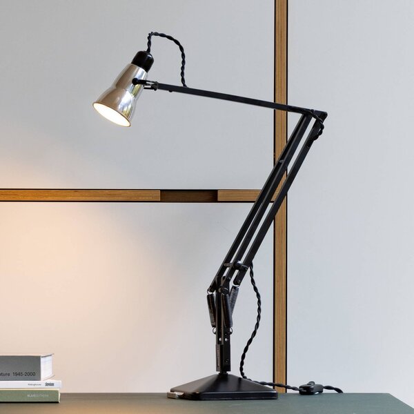 Anglepoise Stolná lampa Original 315, strieborná/čierna, Čierna, Pracovňa / Kancelária, Hliník, Dizajn, Stojacie svietidlo