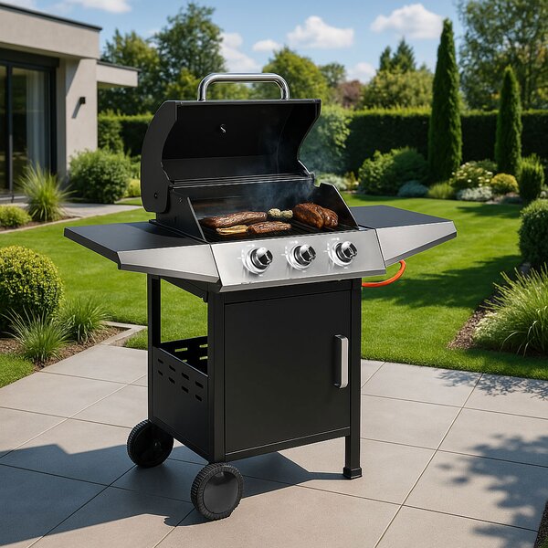 MultiGarden Plynový záhradný gril 10,2 kW, 3 horáky, teplomer, redukcia - MultiGarden