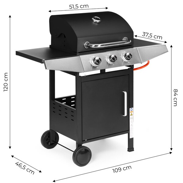 MultiGarden Plynový záhradný gril 10,2 kW, 3 horáky, teplomer, redukcia - MultiGarden