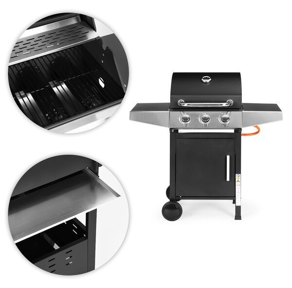 MultiGarden Plynový záhradný gril 10,2 kW, 3 horáky, teplomer, redukcia - MultiGarden